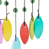 Butterfly Iron Ornament with Glass Leaves Wind Chime - Decorative Garden Hanging Decor