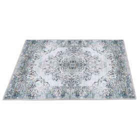 Vintage Area Rug Modern Non Slip Carpet Boho Low Pile Soft Rug Waterproof Machine Washable Rug for Living Room Bedroom Kitchen Dining Room Under Table